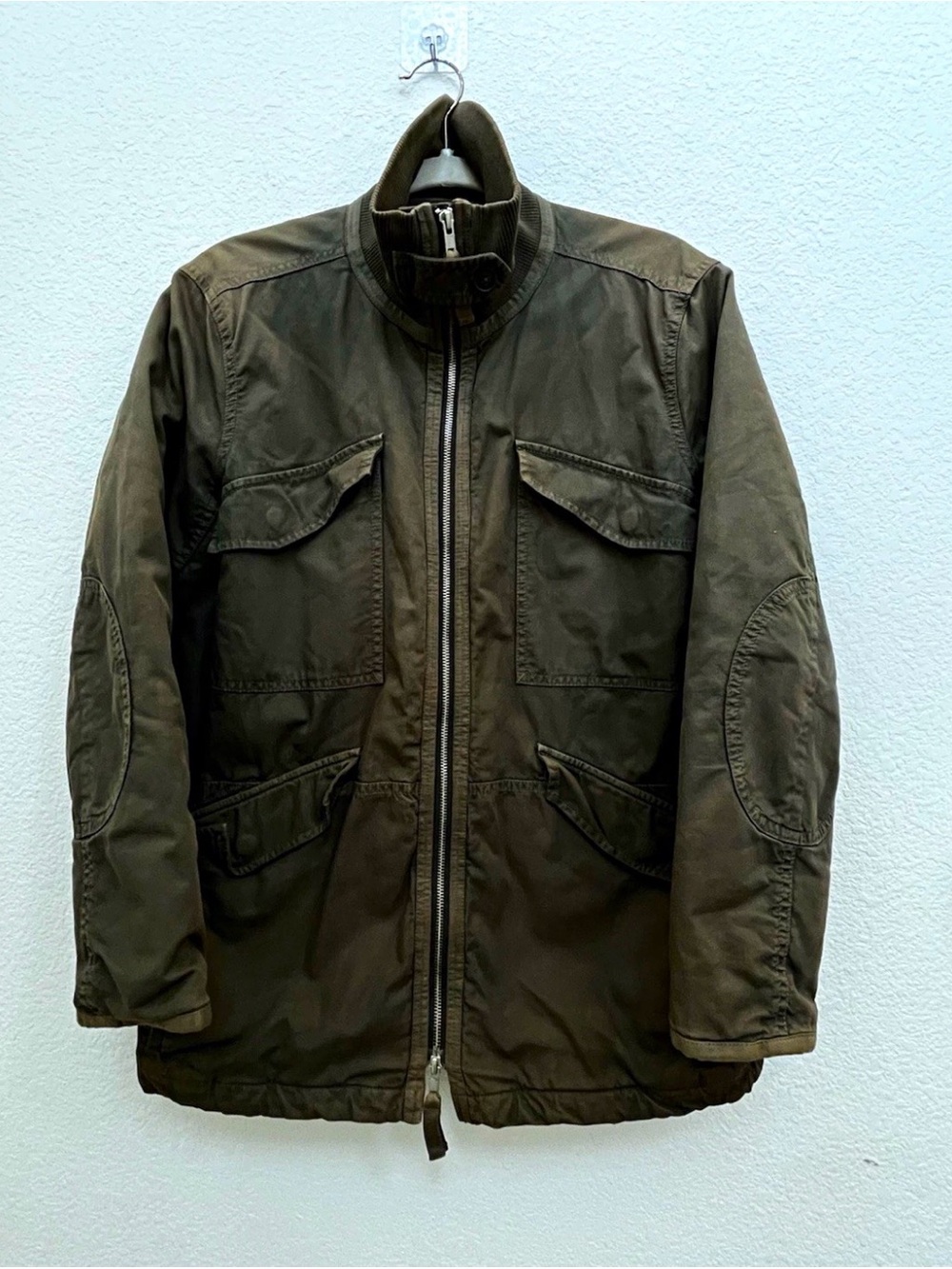 Madewell Olive Green Military Field Jacket with Elbow Patches
